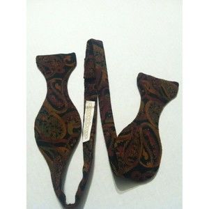CARROT & GIBBS MENS NEW BLACK/BROWN PURE SILK BOW TIE